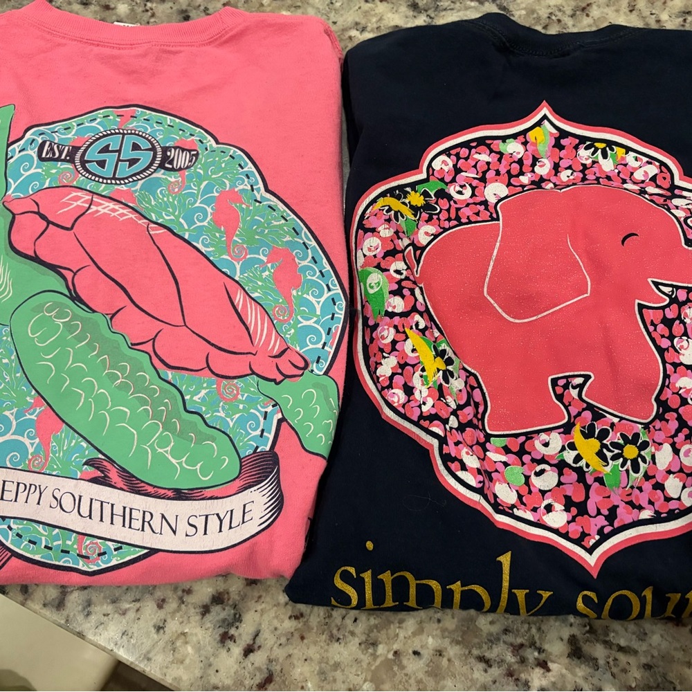 Simply Southern Kids' Coral and Navy Tees